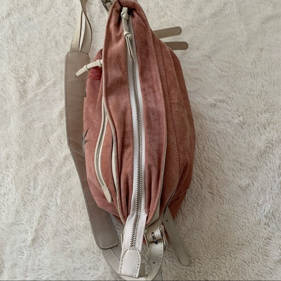 NWOT - Francesco Biasia pink suede crossbody bag - Picture 5 of 14